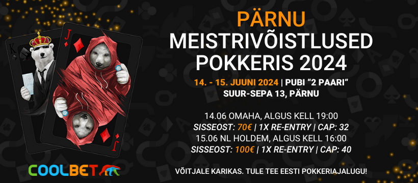 Pärnu meistrivõistlused pokkeris 2024 toimuvad 14. ja 15. juunil pokkeripubis 2 Paari